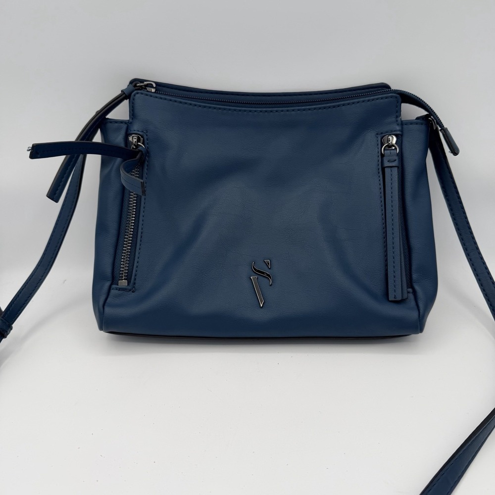 Simply Vera Vera Wang Cara Crossbody Bag Blue Zip Shoulder Strap Women